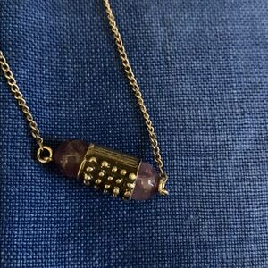 Vintage 70s Silver Artisan Necklace w/Amethyst Beads